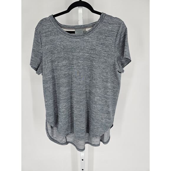 Athleta Utopia Mesh Back Wrap Split Side T-shirt Space Dye Gray Women's L - Picture 1 of 4